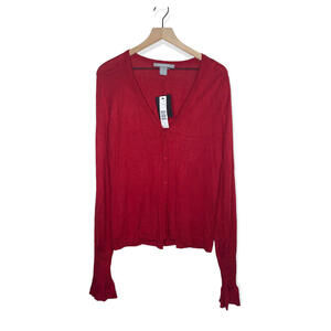 Ellen Tracy Cardigan Viscose Bamboo Cashmere Red Size Large new
